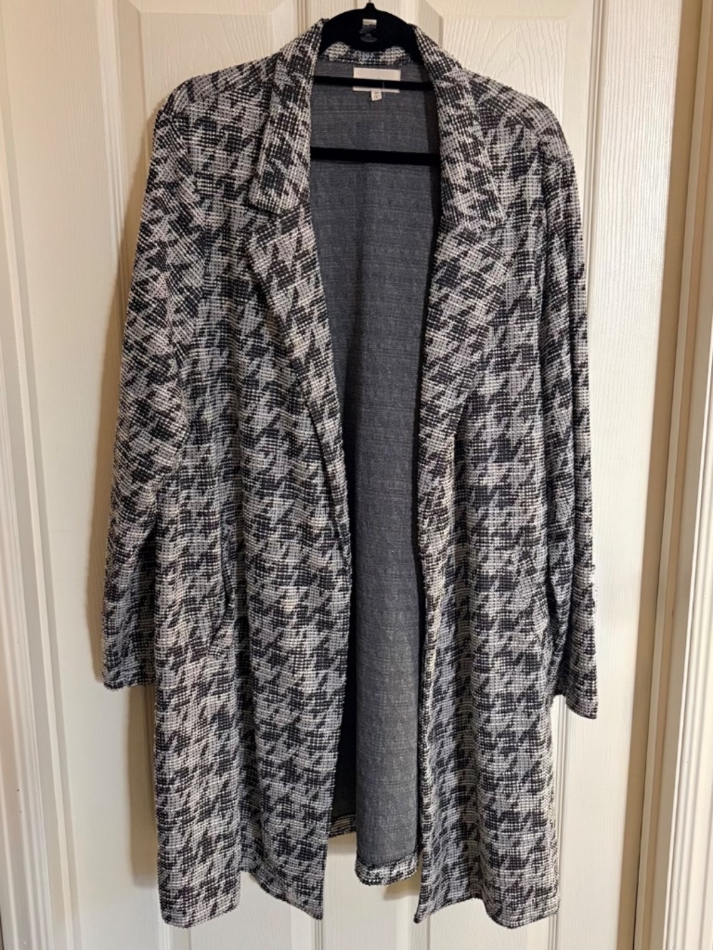 MELLODAY Black & White Ling Line Houndstooth Open-Front Cardigan/Blazer 3X